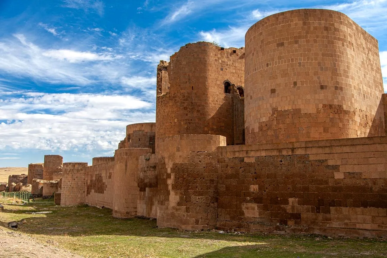 The towering medieval city walls of Ani