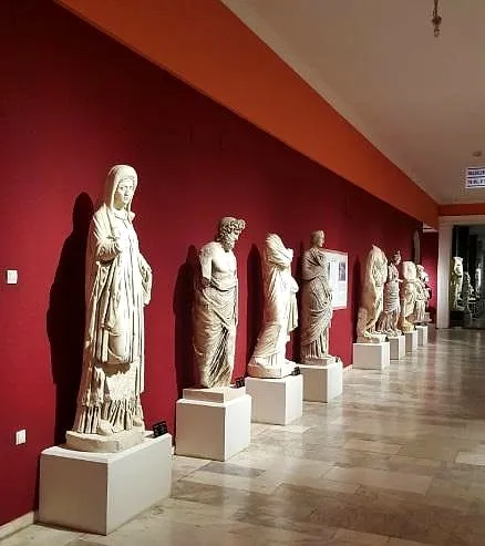 A gallery of marble statues in the Antalya Museum