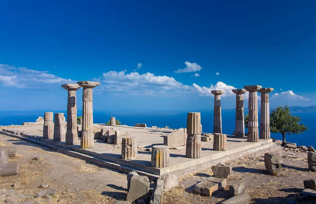 Columns of the Temple of Athena at Assos above the Aegean