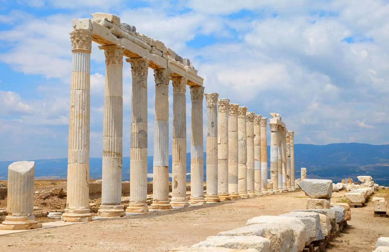 A long row of marble columns along a street in Laodicea