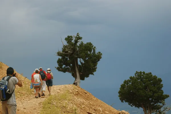 Hikers on a mountain trail in the Taurus highlands near Kaş