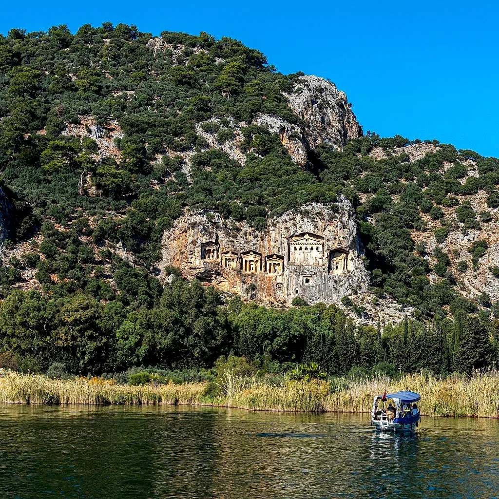 Rock-cut tombs above the river at Kaunos