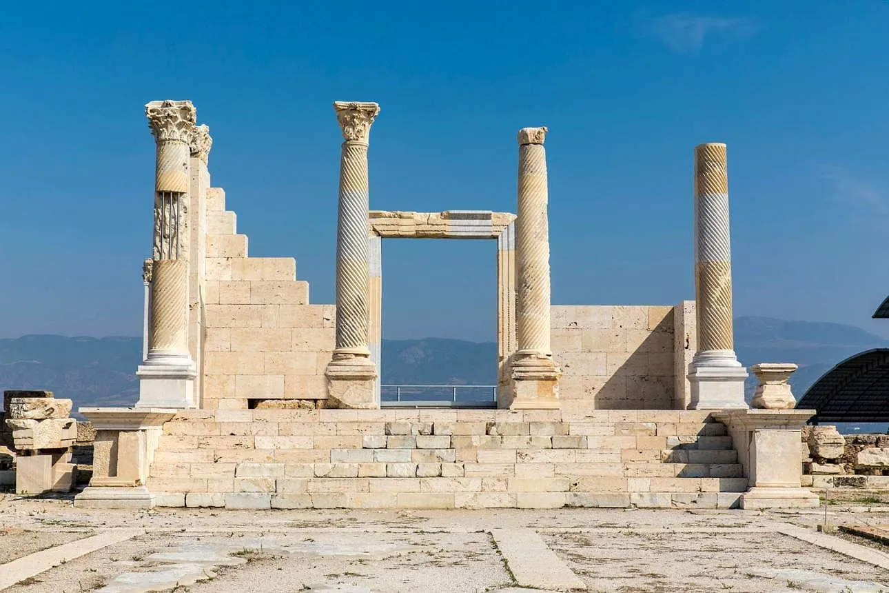 Restored columns and a temple doorway at Laodicea