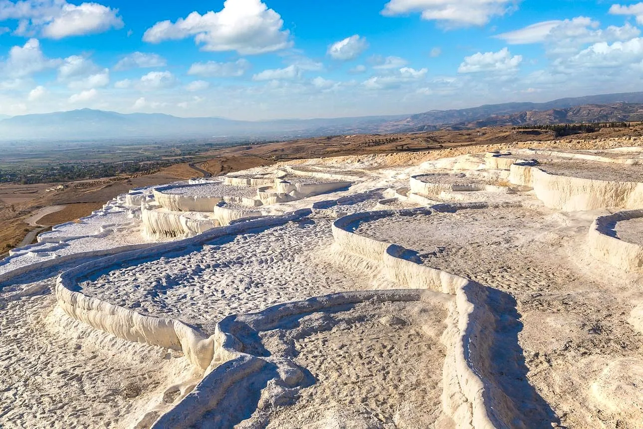The white travertine terraces of Pamukkale