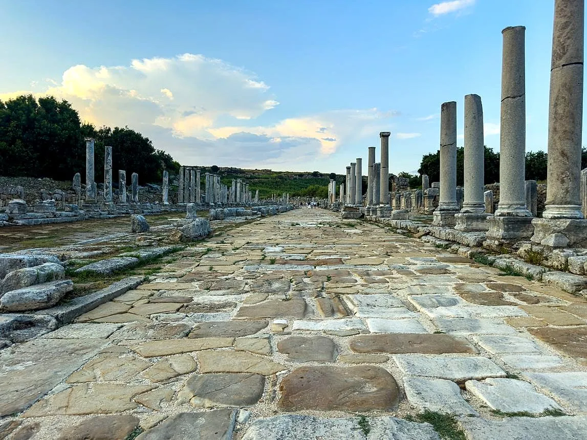 The long colonnaded street of Perge