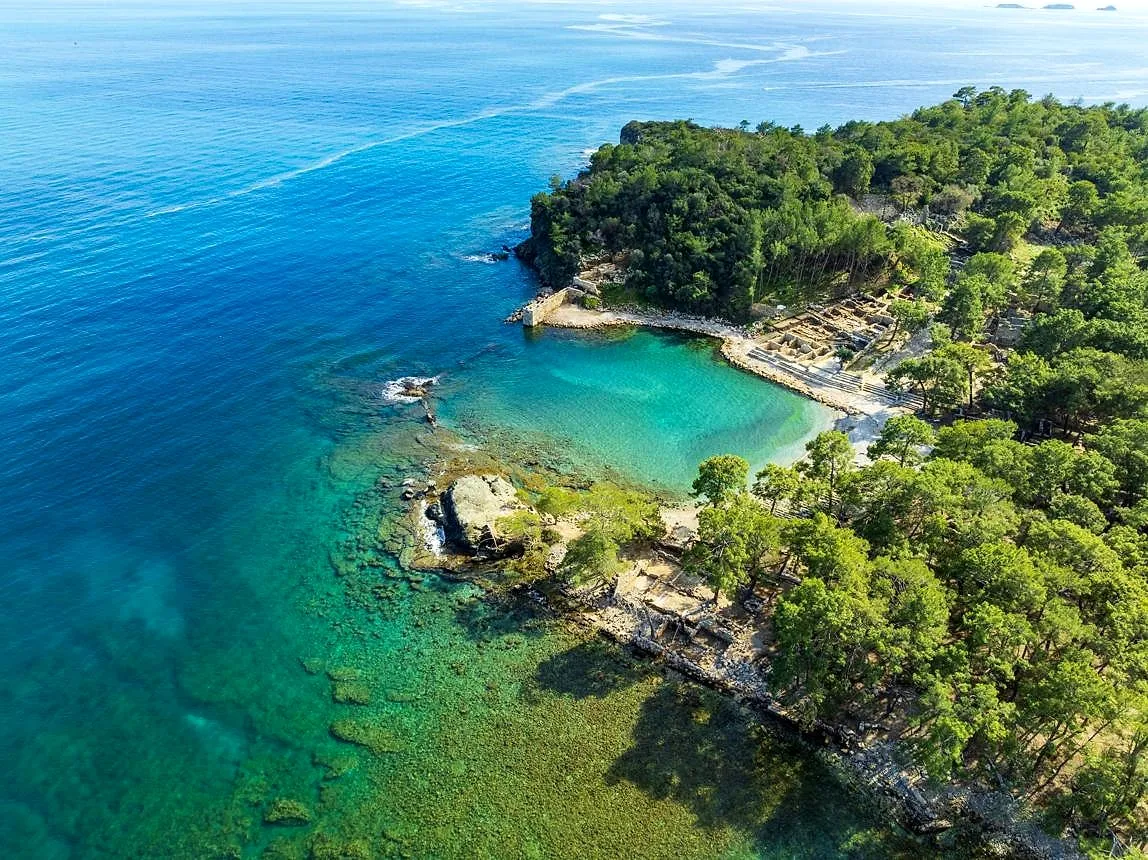 The bays and pine forests of Phaselis from above