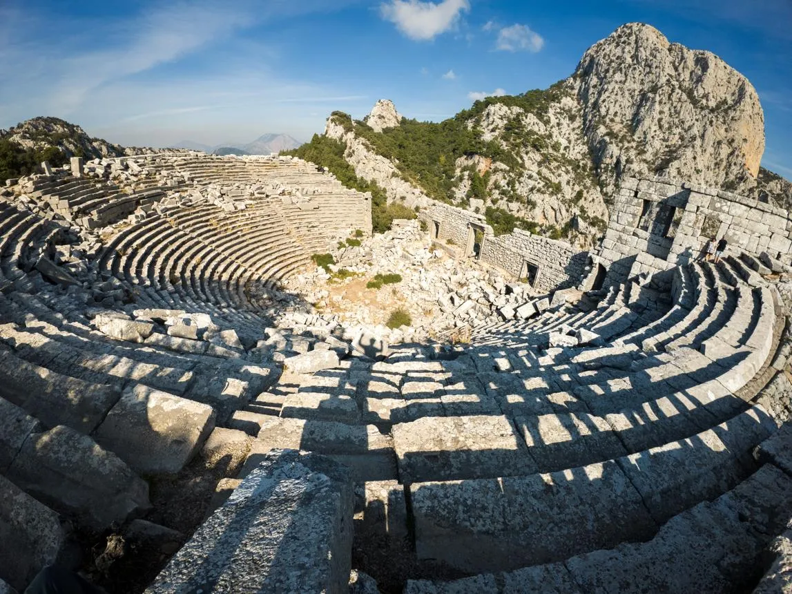 The ancient theatre of Termessos high among rocky mountain peaks