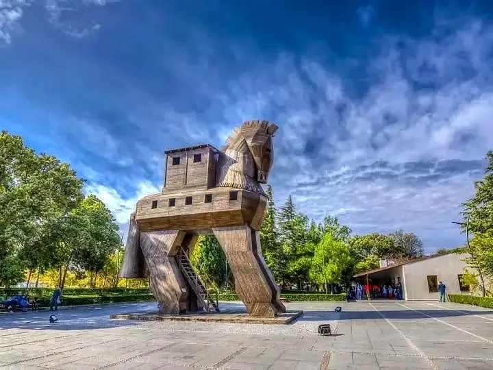 The wooden horse at the archaeological site of Troy
